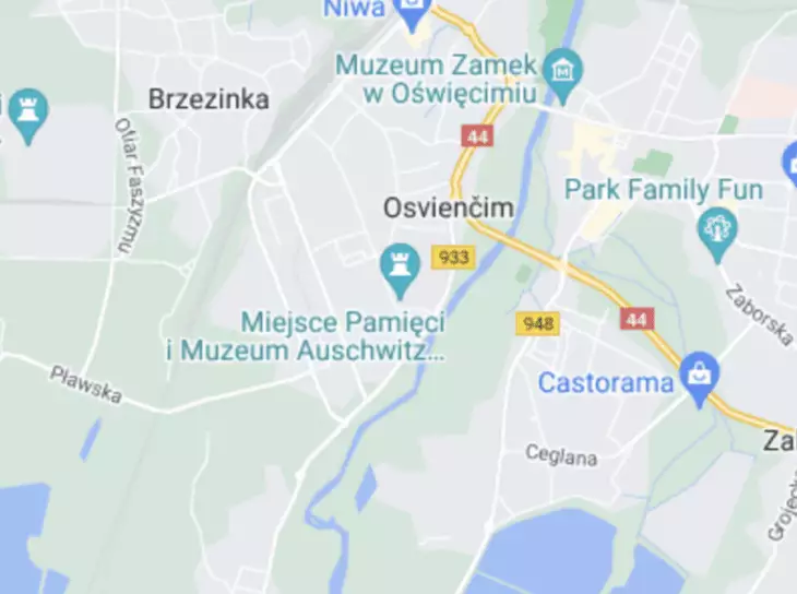 Koncentračný tábor Osvienčim mapa