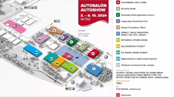 Autosalón NItra mapa