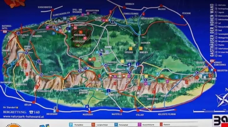 Hohe Wand turistika mapa