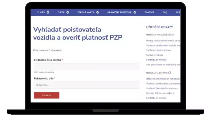 Overenie platnosti PZP podľa ŠPZ SKP